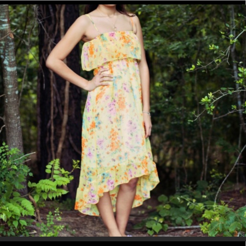 Yellow Summer Floral Dress👗🌸